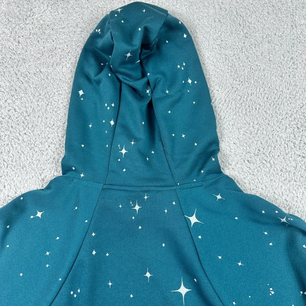 Nike Dri-Fit‎ Get Fit Star Print Hoodie Womens Medium Teal Sweatshirt CJ0008-347